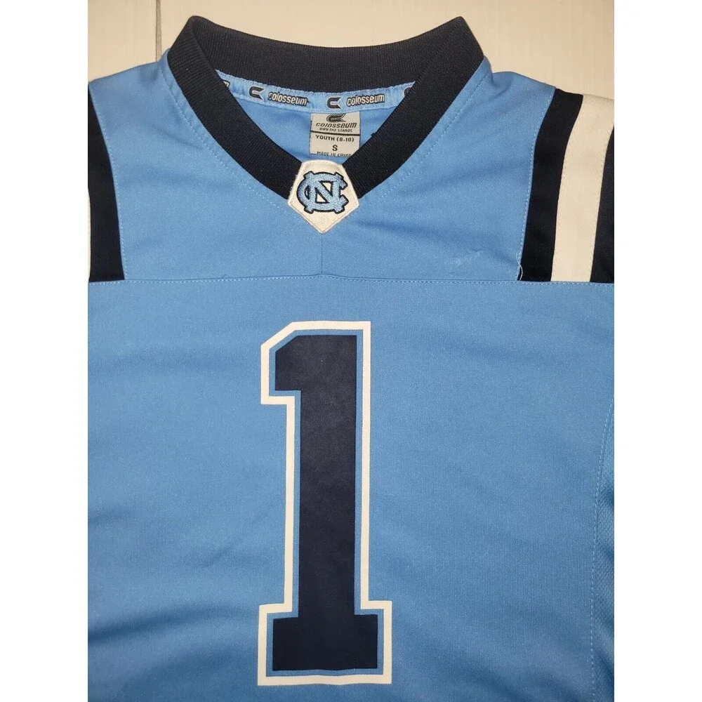 Youth North Carolina Tar Heels NCAA Footbal Jersey Colosseum Baby Blue #1 Size S